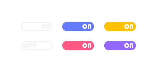 Вмикаю Вимикаю Кнопки Button Set Design Mobile App Англійською Сучасний — стоковий вектор