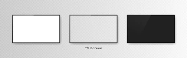 Set Aus Drei Realistischen Fernsehbildschirmen Isoliert Auf Transparentem Hintergrund Blank — Stockvektor