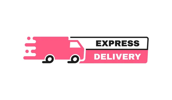 Insigne Livraison Express Avec Camion Conception Modèle Bannière Pour Expédition — Image vectorielle