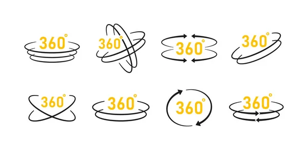 Conjunto Iconos Vista 360 Grados Diseño Logotipos Para Vídeo Imágenes — Archivo Imágenes Vectoriales