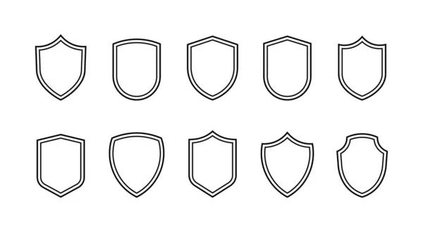 Schildlijn Badges Ingesteld Emblemen Sjabloon Voor Bescherming Sportclub Militaire Veiligheidswapen Stockillustratie