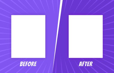 Arkaplan şablonu öncesi ve sonrası. Karşılaştırma için yarım ton köşeli ve çerçeveli iki renkli retro arkaplan. Vektör illüstrasyonu.