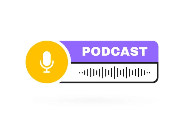 Podcast Geometriai Jelvény Hanghullámmal Mikrofonnal Modern Lapos Vektor Illusztráció — Stock Vector