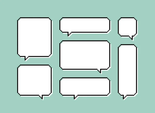 Establecer Burbuja Voz Píxeles Diferentes Cuadros Diálogo Mensajes Geométricos Ilustración — Vector de stock