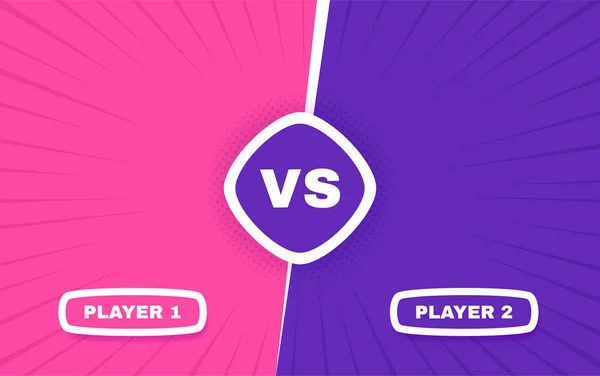 Bildschirm Schlacht Zwischen Spieler Und Spieler Konfrontation Gegen Wettbewerb Retro — Stockvektor