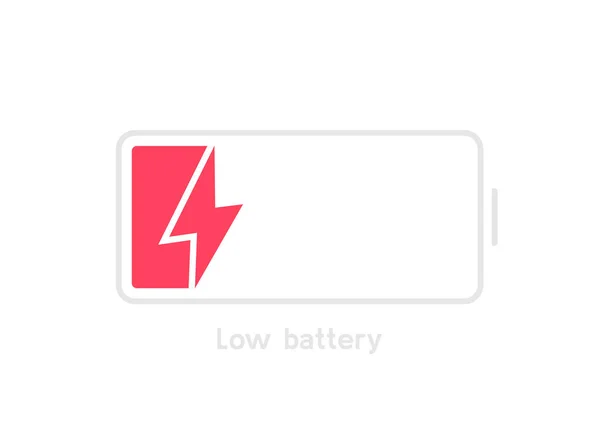 Low Battery Charge Smartphone Battery Charge Level Vector Illustration — Stock Vector