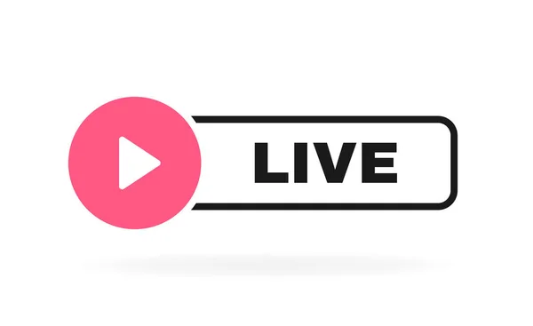 Live Streaming Geometric Badge Play Button Emblem Logo Design Vector — Stock Vector