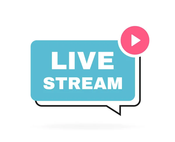 Live Stream Geometric Message Bubble Play Button Emblem Logo Design — Stock Vector