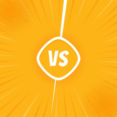 Ekrana karşı. Savaşa karşı. Dövüş müsabakası. Retro fight çizgi roman tasarımı arka planı sarı renklerde. Vektör illüstrasyonu.