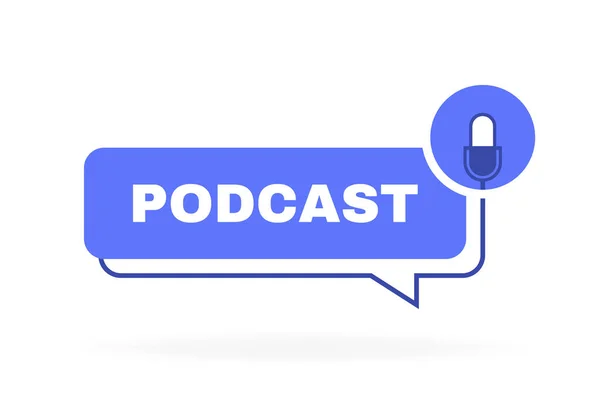 Mikrofon Amblemli Podcast Geometrik Mesaj Balonu Logo Tasarımı Vektör Illüstrasyonu — Stok Vektör