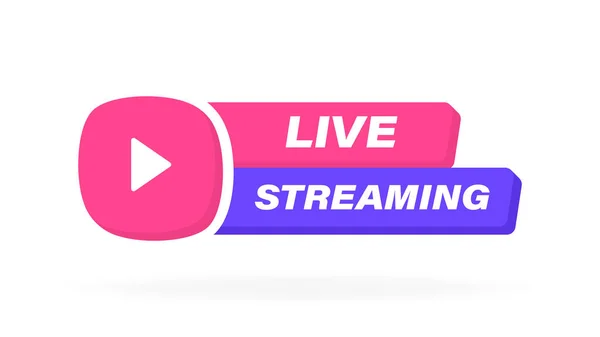 Live Streaming Geometric Label Play Button Emblem Logo Design Modern — Stock Vector
