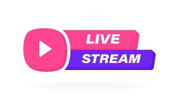 Live Stream Geometric Label Play Button Emblem Logo Design Modern — Stock Vector