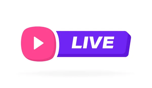 Live Streaming Geometric Label Play Button Emblem Logo Design Modern — Stock Vector