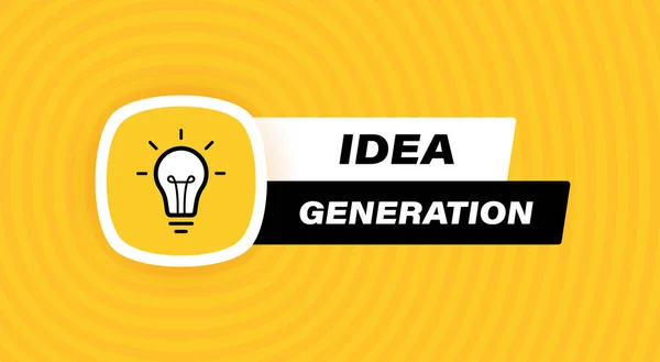 Diseño Etiquetas Generación Ideas Con Bombilla Rayos Aislados Sobre Fondo — Archivo Imágenes Vectoriales
