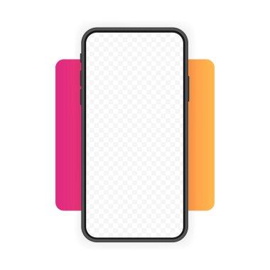 Akıllı telefon boş ekran, telefon modeli. Yeni telefon modeli. Bilgi grafikleri ya da sunum UI tasarımı için şablon. Vektör illüstrasyonu.