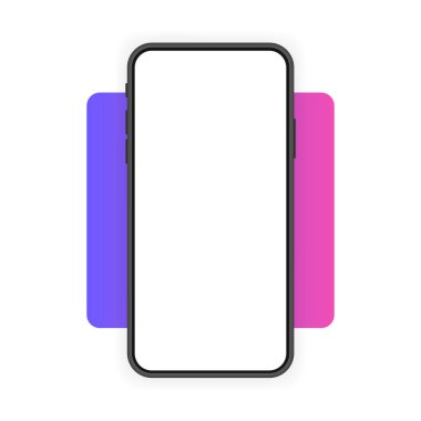 Akıllı telefon boş ekran, telefon modeli. Yeni telefon modeli. Bilgi grafikleri ya da sunum UI tasarımı için şablon. Vektör illüstrasyonu.