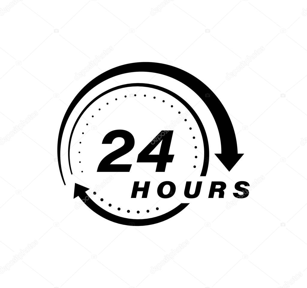24 hours logo design. Order execution or delivery service icons. Vector illustration.