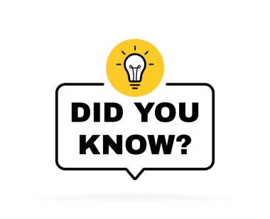 Ampul amblemli geometrik mesaj baloncuğunu biliyor muydun? İş ve reklam için pankart tasarımı. Vektör illüstrasyonu.