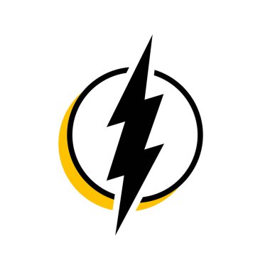 Çemberin içinde şimşek çakıyor. Yıldırım, yıldırım. Modern düz biçim vektör illüstrasyonu.