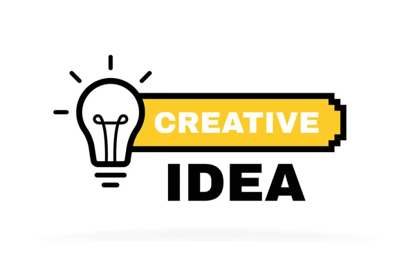 Design Etiqueta Ideia Criativa Com Lâmpada Raios Design Banner Para — Vetor de Stock