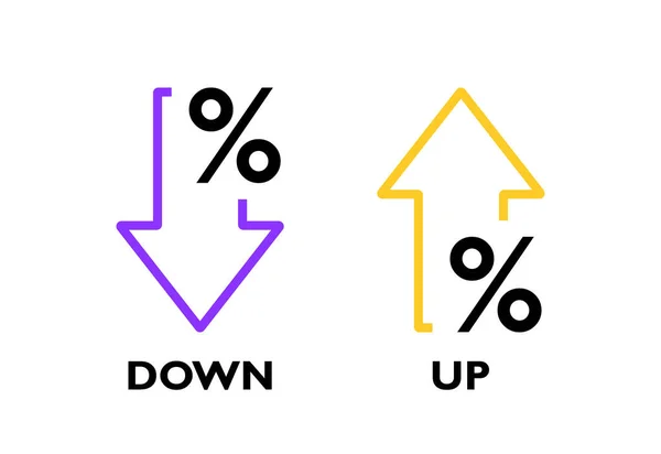 Percentagem Seta Para Cima Para Baixo Ícone Linha Flecha Percentual — Vetor de Stock