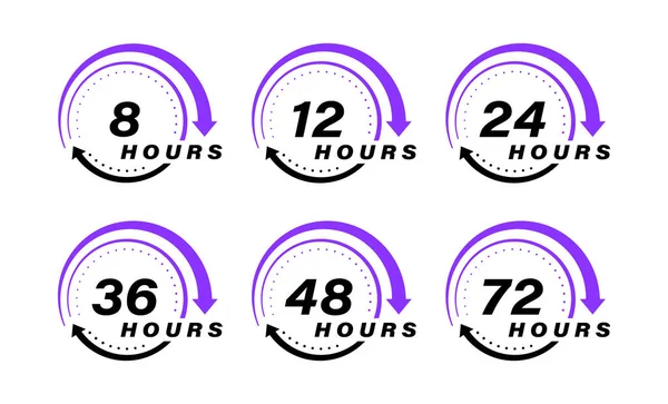Coleção Horas Ícones Vetor Seta Relógio Design Para Serviço Entrega —  Vetores de Stock