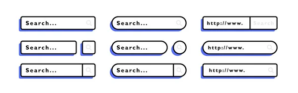 Set Search Bar Web Design Element Web Site Browsers Text — Stock Vector