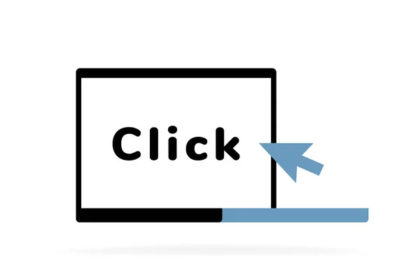 Pointer Klik Pijl Laptop Ontwerp Voor Web Template Klikken Zoeken — Stockvector