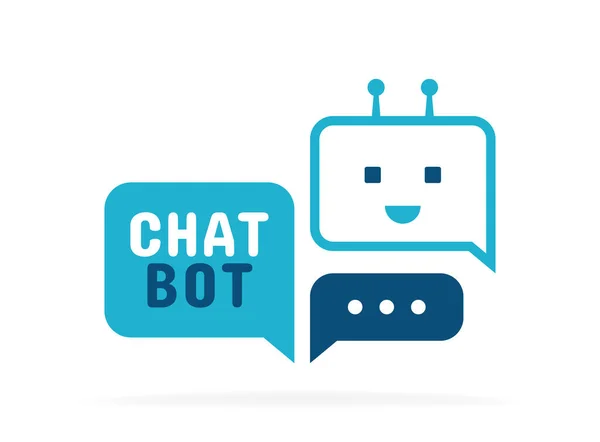 Personagem Chatbot Bot Bonito Com Sinal Bolha Fala Design Logotipo — Vetor de Stock