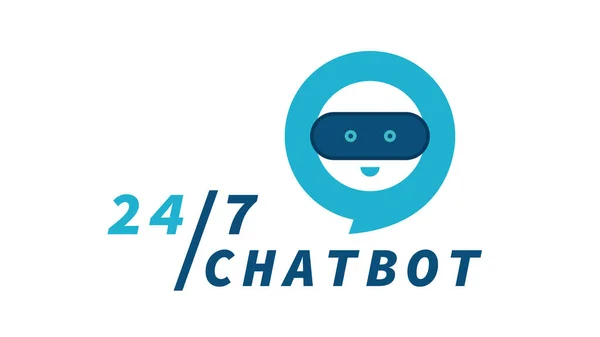 Suporte Chatbot Bot Bonito Com Sinal Bolha Fala Design Logotipo — Vetor de Stock