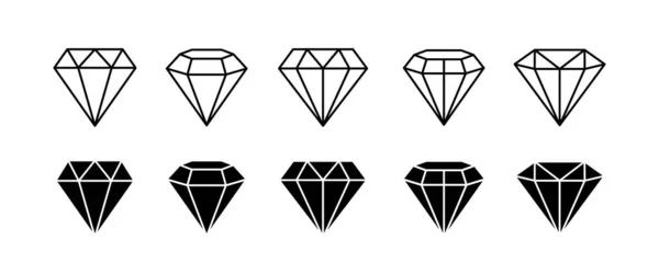Stel Verschillende Vormen Edelstenen Diamantlijn Art Design Elementen Vectorillustratie Rechtenvrije Stockillustraties