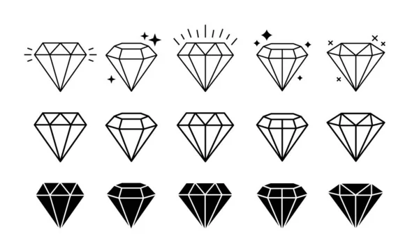 Stel Verschillende Vormen Edelstenen Diamantlijn Art Design Elementen Vectorillustratie Stockillustratie