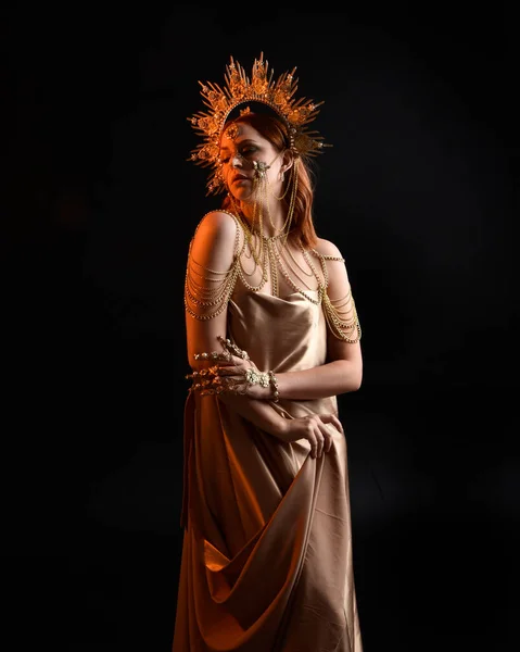 Detailní Fantasy Portrét Krásné Ženy Model Rudými Vlasy Bohyně Hedvábí — Stock fotografie