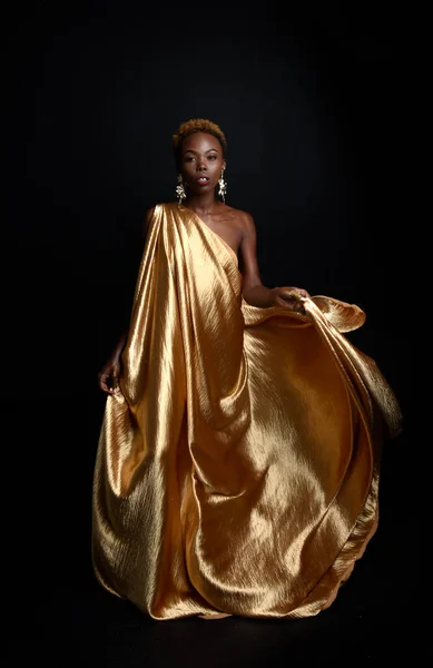 Фантастичний Портрет Красивої Африканської Жінки Моделі Афро Богині Шовкового Одягу — стокове фото