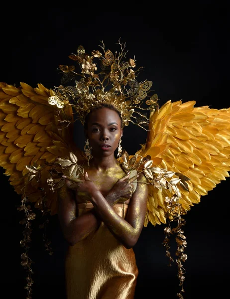 Fantasie Porträt Einer Schönen Afrikanischen Frau Modell Mit Afro Göttin — Stockfoto