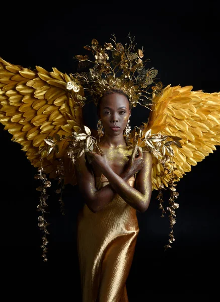 Fantasie Portret Van Mooie Afrikaanse Vrouw Model Met Afro Godin — Stockfoto