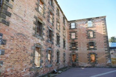 landscape portrait of historical settler colony prison ruins in port Arthur site in Tasmania, Australia 