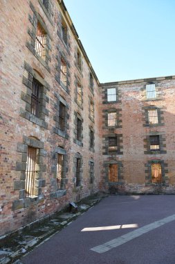 landscape portrait of historical settler colony prison ruins in port Arthur site in Tasmania, Australia 