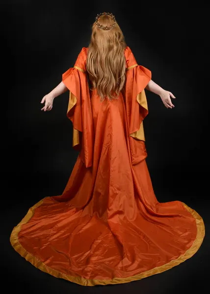 Orta Çağ Fantezi Elbisesi Giymiş Büyük Boy Sarışın Kadın Portresi - Stok İmaj
