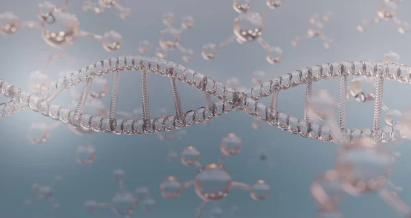 Dna Biotecnologia Ciência Análise Conceito Átomo Transparente Estrutura Água Molécula — Fotografia de Stock