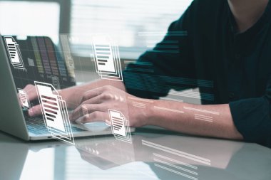 Şirket çevrimiçi veritabanı konsept servisi için dosyaları verimli bir şekilde yönetmek için belge yönetimi dijital varlık yönetimi çevrimiçi elektronik belge bilgi süreci otomasyonu kullanan mühendislik