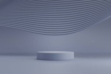 Soyut geometri silindir şekilli podyum ya da kaidesel, minimal tarz, sofistike model arkaplan, modelleme ürünü kozmetik şov, pazarlama mevcut aşaması, mevcut ürün görüntüleme 3d