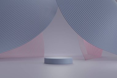 Soyut geometri silindir şekilli podyum ya da kaidesel, minimal tarz, sofistike model arkaplan, modelleme ürünü kozmetik şov, pazarlama mevcut aşaması, mevcut ürün görüntüleme 3d