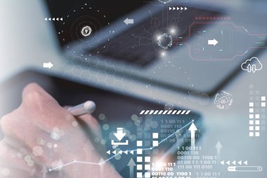 Fütürist dijital trend teknolojisi, iş yatırımı, borsa ve küresel strateji planı, medya stratejisi iletişimini yapay zeka veya yapay zeka kavramına bağlar