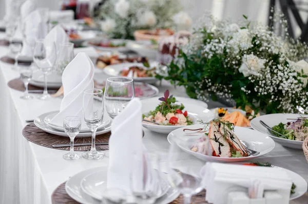 Vista Superior Mesa Buffet Con Surtido Comida Sana Abundante Banquete — Foto de Stock