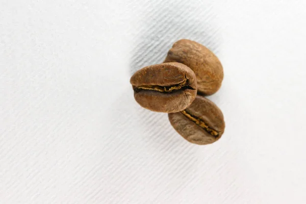 Tre Rostade Kaffebönor Makro Energi Dryck Korn Bönor Makro Lins — Stockfoto