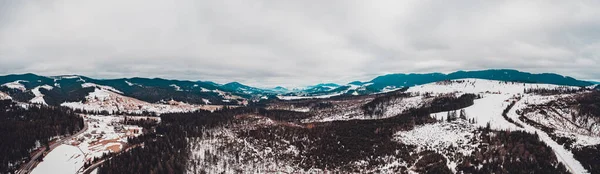 Karpaten Sneeuw Uitzicht Bergen Van Bovenaf Drone Panorama Winter Karpaten — Stockfoto
