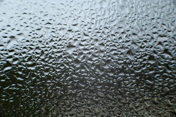 Close Condensation Water Drops Glass Texture Condensation Window — Stock Photo, Image