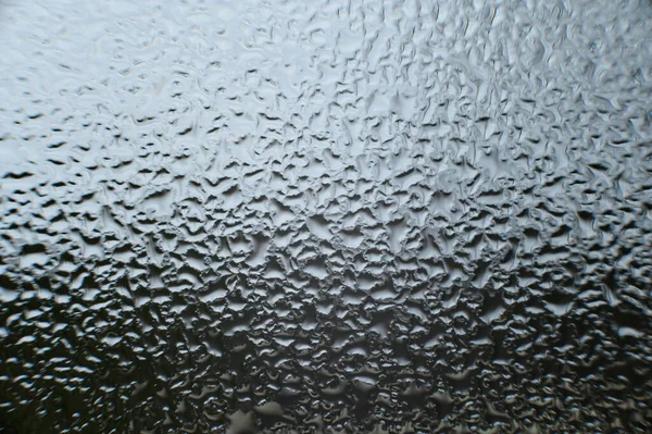 Close Condensação Com Gotas Água Sobre Vidro Textura Condensação Janela — Fotografia de Stock