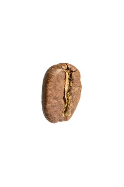 Photo One Coffee Bean White Background Roasted Bean Macro Lens — Stock Photo, Image
